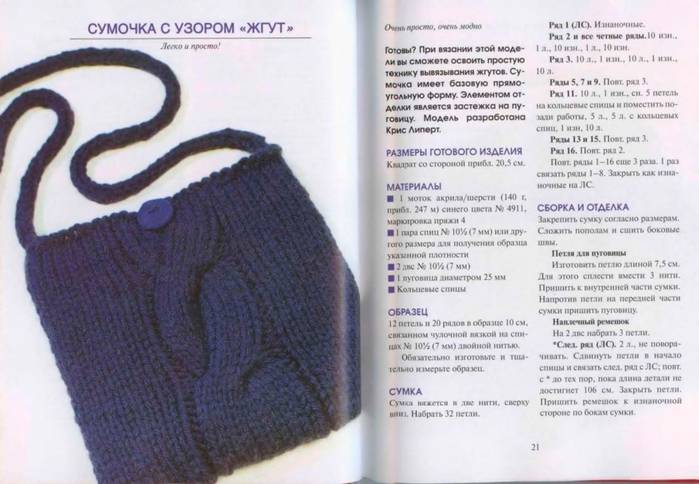 Вязаные сумки спицами: как связать сумку спицами для девочек и женщин, описание со схемами