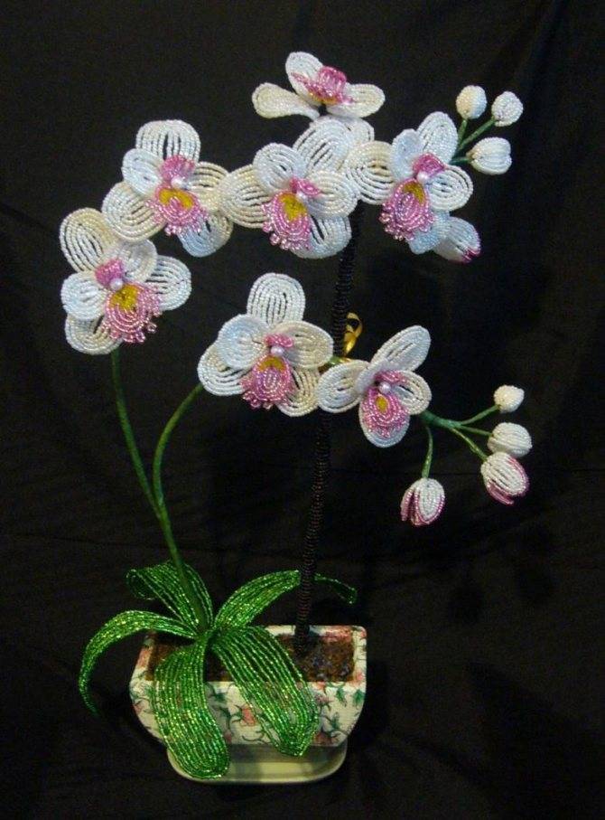 Орхидея из бисера своими руками. пошаговый мастер - класс.