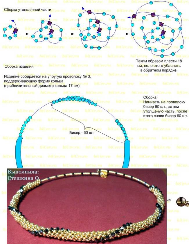 Схемы плетения колье из бисера схемы и