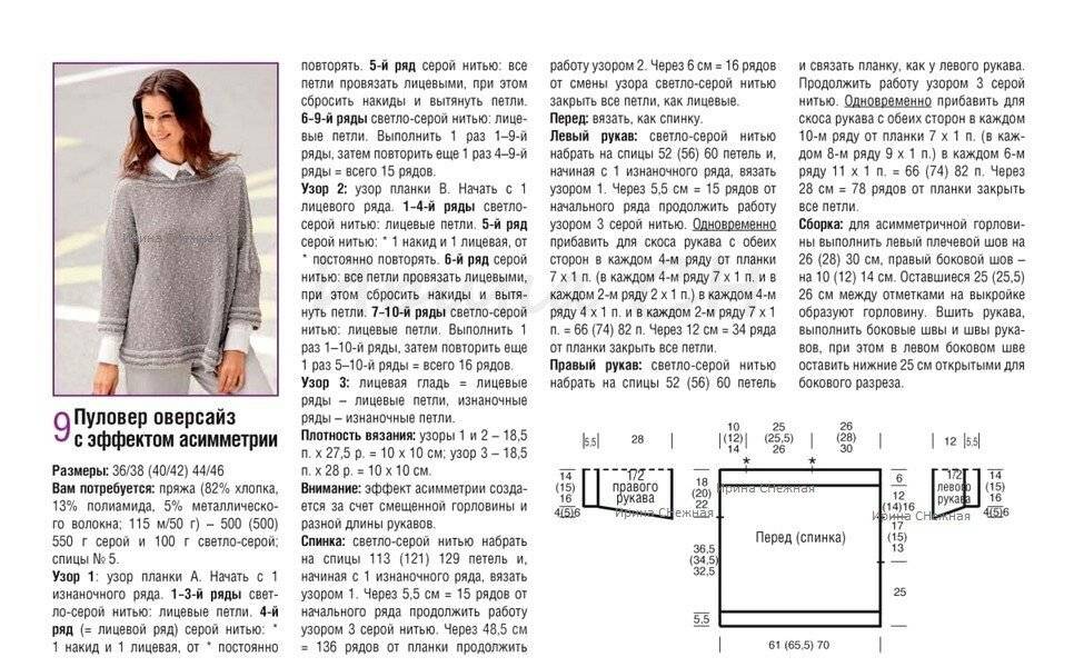 Свитера оверсайз женские вязаные спицами схемы и описание