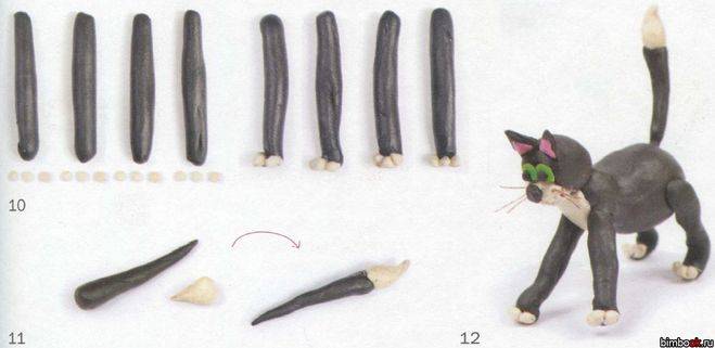 Как слепить из пластилина кошку — инструкция с фото