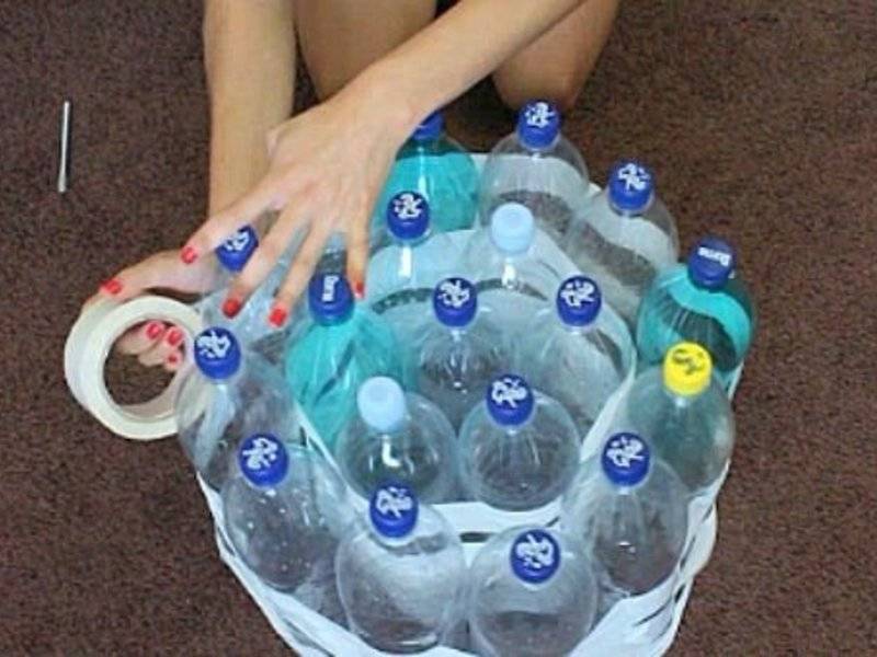 Как сделать пуфик из пластиковых бутылок своими руками: пошагово для начинающих, табурет, стул
