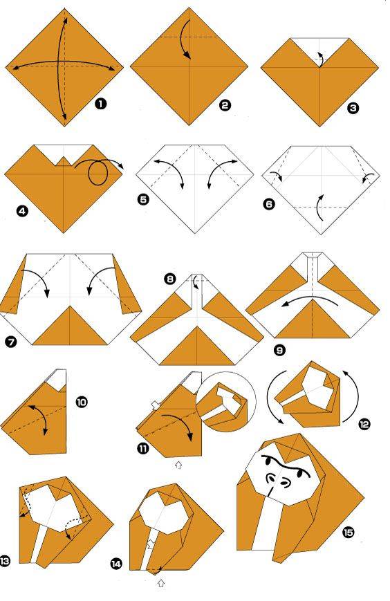 Оригами собака схема сложная