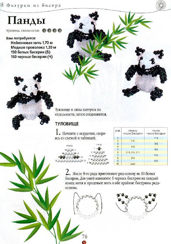 Панда из бисера схема крестиком