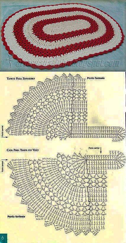 Овальные коврики крючком со схемами простые и красивые на пол