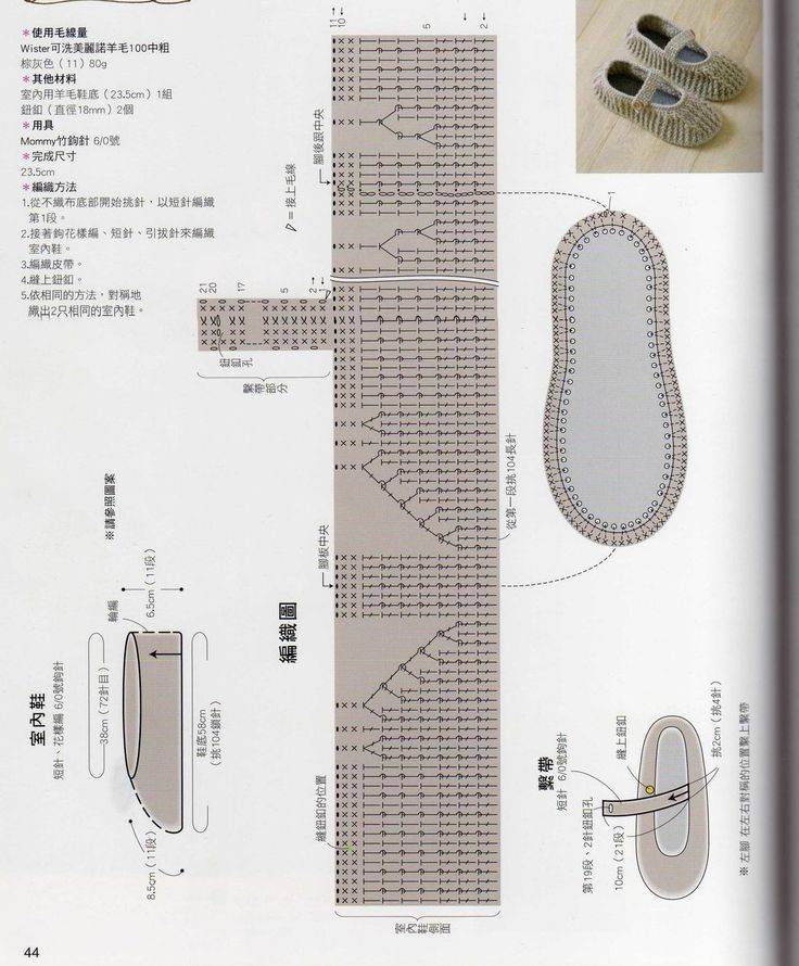 Вязание тапочек схемы и описание