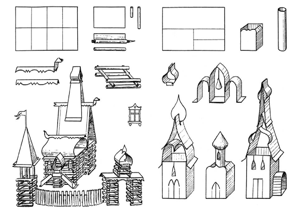 Эскиз макета. Макет древнерусского храма. Макет древнерусского города. Храм из бумаги. Конструирование из бумаги замок.