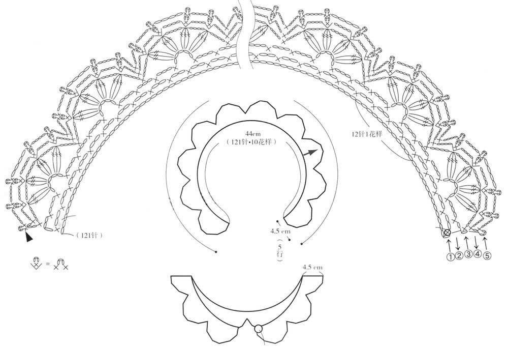 Воротничок крючком схема с описанием
