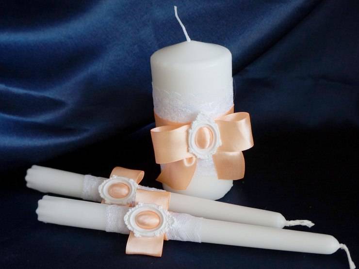 Как сделать декор праздничных свечей на свадьбу?
