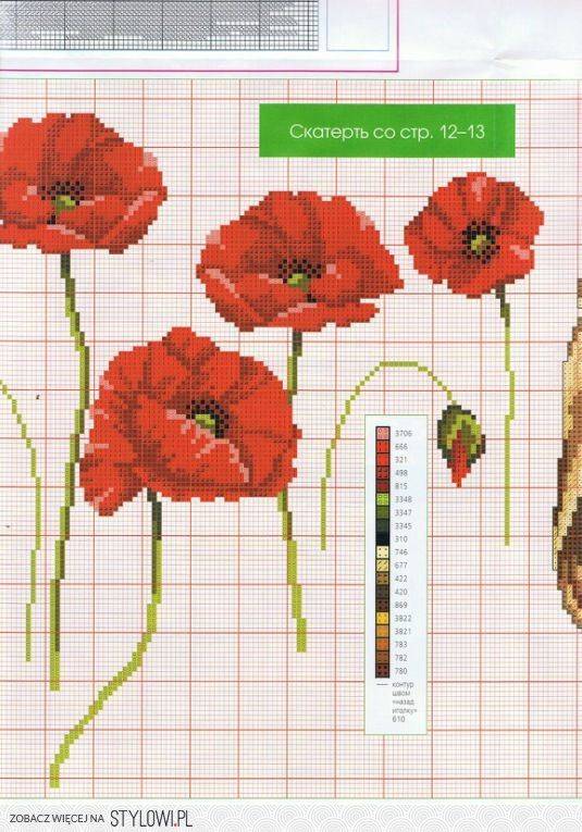 Схемы маков из бисера: вышивка цветов, примеры на фото
