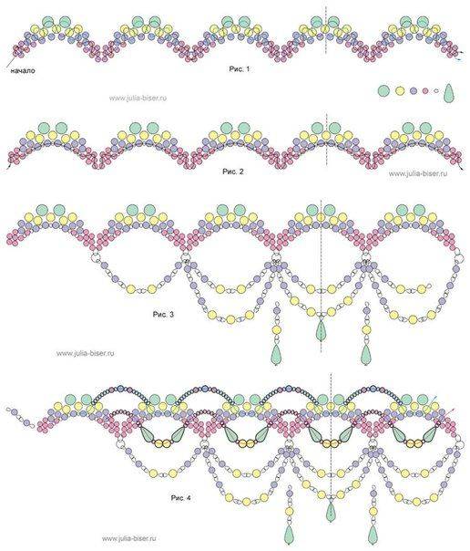 Чокер из бусин схема