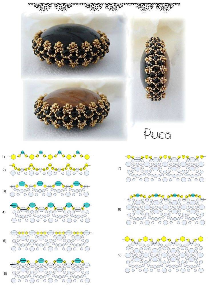 Оплетение кабошона бисером схемы