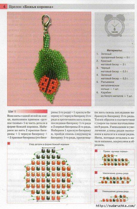 Из бисера схема плетения божьей коровки