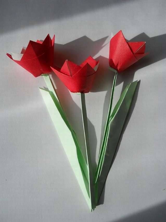 Тюльпан из бумаги своими руками для детей пошаговое фото