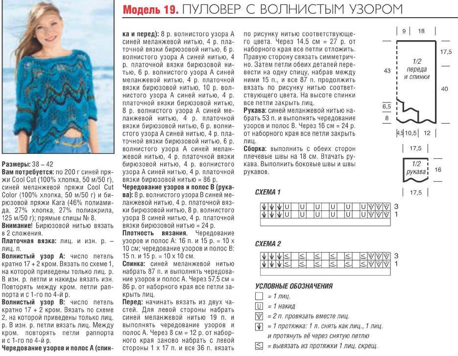 Рисунок для джемпера спицами женские