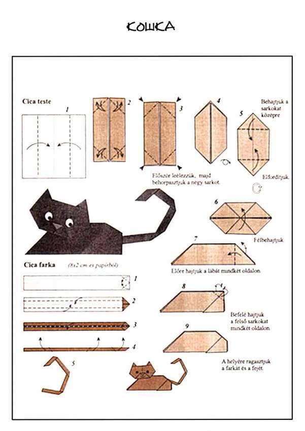Как сделать из бумаги кошку оригами: пошаговый мастер класс сборки объемных поделок