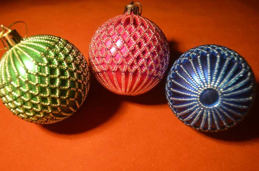 Елочные шары, оплетенные бисером. мастер-класс с пошаговыми фото