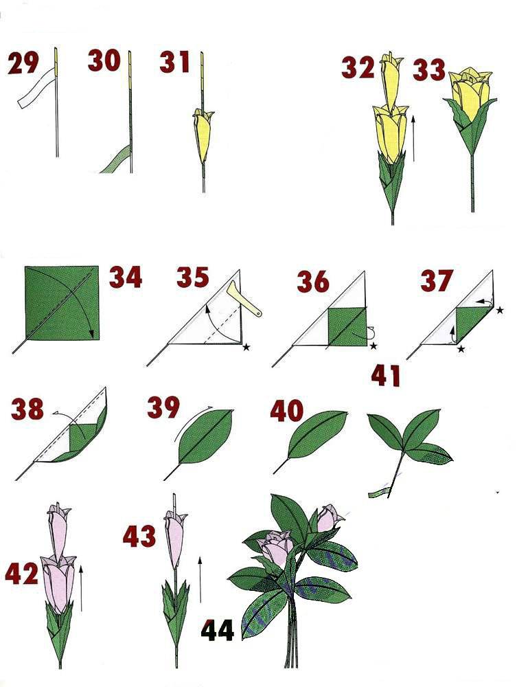 Оригами букет цветов схема