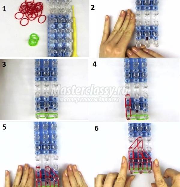 Браслет из резинок на станке схема