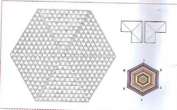 Шестиугольные мотивы крючком – 30 схем