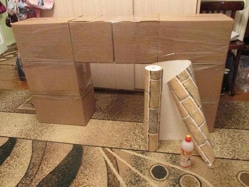 Интерьер мастер-класс новый год моделирование конструирование мастер-класс по изготовлению камина из коробки от телевизора картон краска