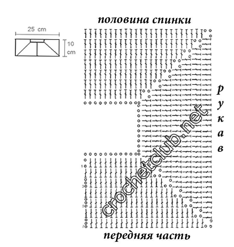 Схема вязания сверху крючком