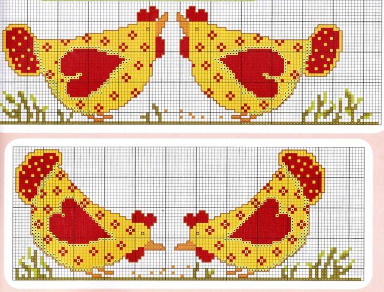 Курочки схема вышивки