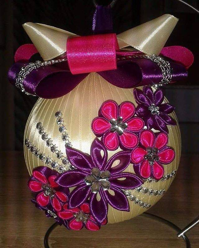 Ёлочные игрушки канзаши своими руками