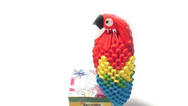 Как сделать из цветного картона попугая