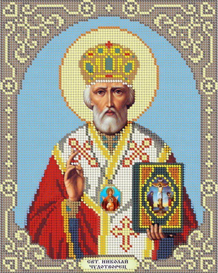 Вышивка бисером иконы святого Николая Чудотворца