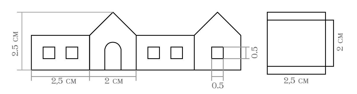 Чертеж домика из бумаги с размерами