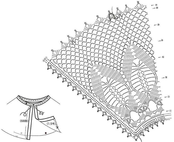 Ажурная пелерина крючком со схемой