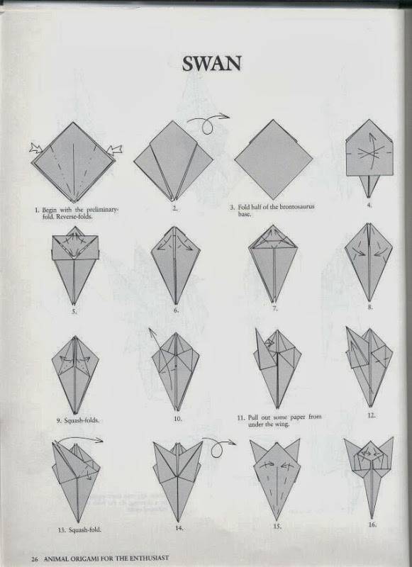 Оригами из бумаги схемы лебедя