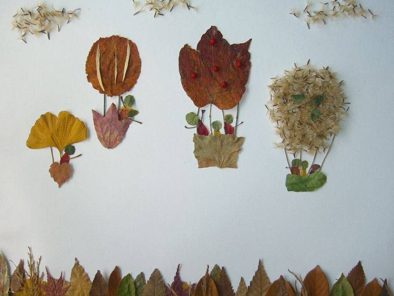 Аппликации из листьев на тему осень: интересные поделки с фото