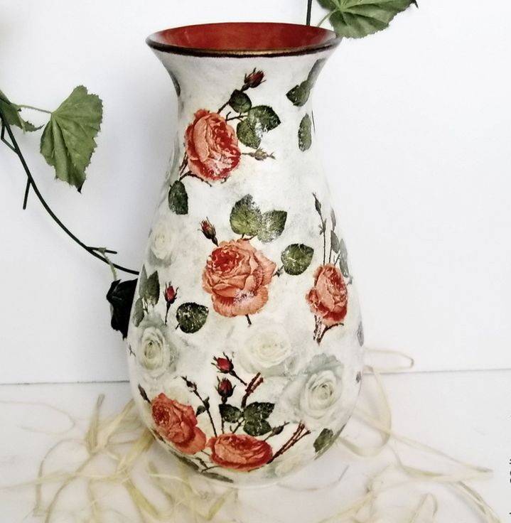 Декупаж стеклянной вазы: в стиле шебби-шик, мастер-класс винтажной вазочки, прованс прозрачный своими руками