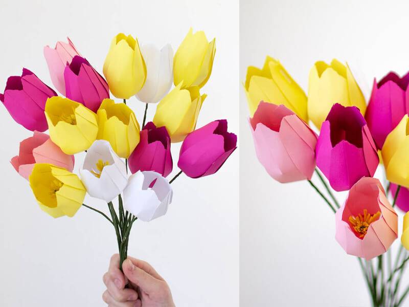 Как сделать тюльпаны из бумаги своими руками – лучшие идеи, схемы и шаблоны простых тюльпанов