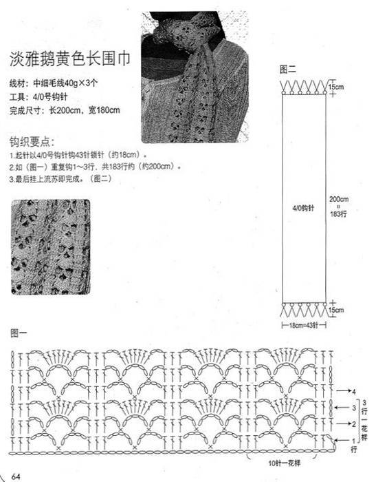 Красивый шарф крючком для женщины с описанием и схемами