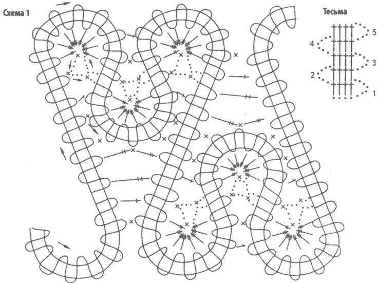 Брюггское кружево, 23 модели связанные крючком с описанием и схемами