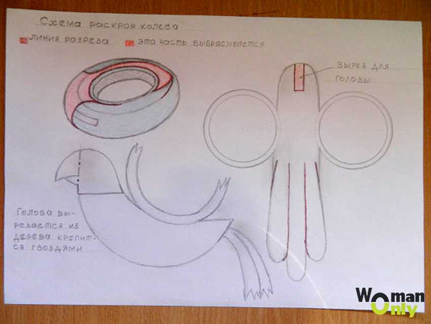 Как сделать лебедя из покрышки своими руками пошагово фото схемы и фото