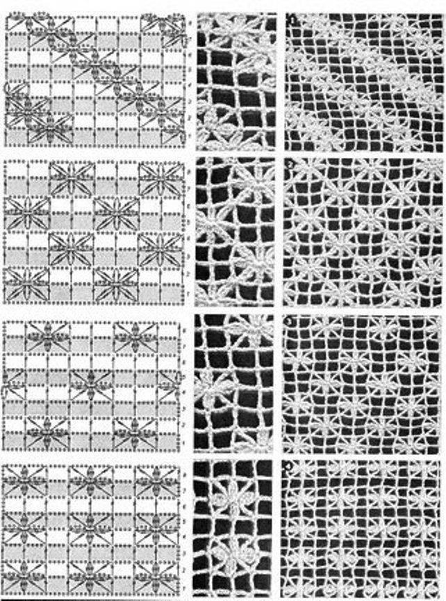 Узор филейная сетка крючком схема и описание