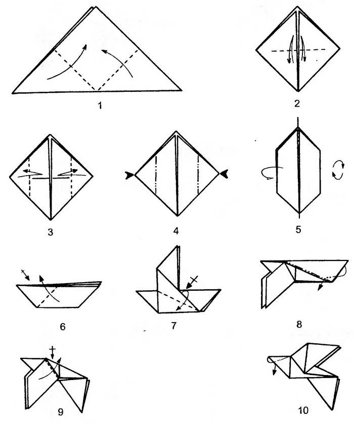 Как сделать голубя из бумаги оригами своими руками: две простые схемы с описаниями и шаблоны для вырезания