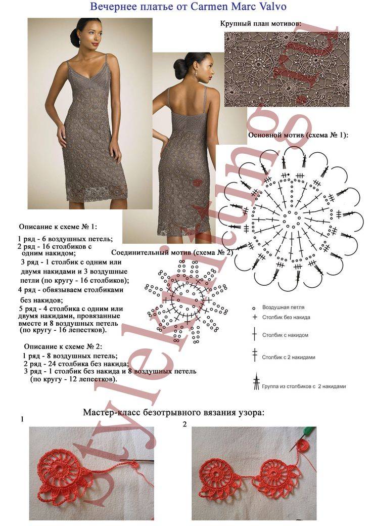 Вязаные платья для женщин крючком: со схемами и описанием