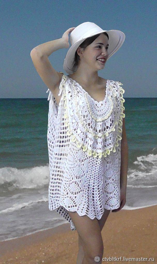 Пляжная туника крючком: мк по её вязанию для начинающих с пошаговыми фото и видео