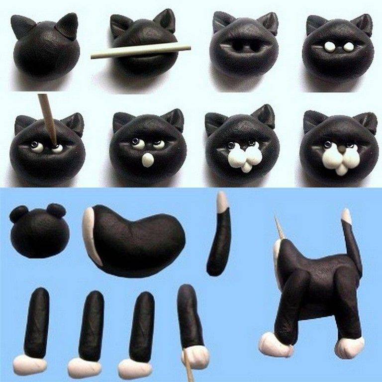 Как слепить кошку и кота из пластилина, полимерной глины и мастики: пошаговые инструкции