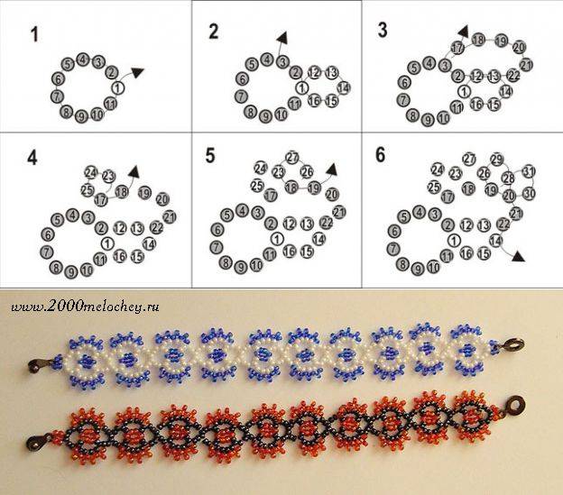 Схема плетения из бисера для начинающих браслеты пошагово с фото