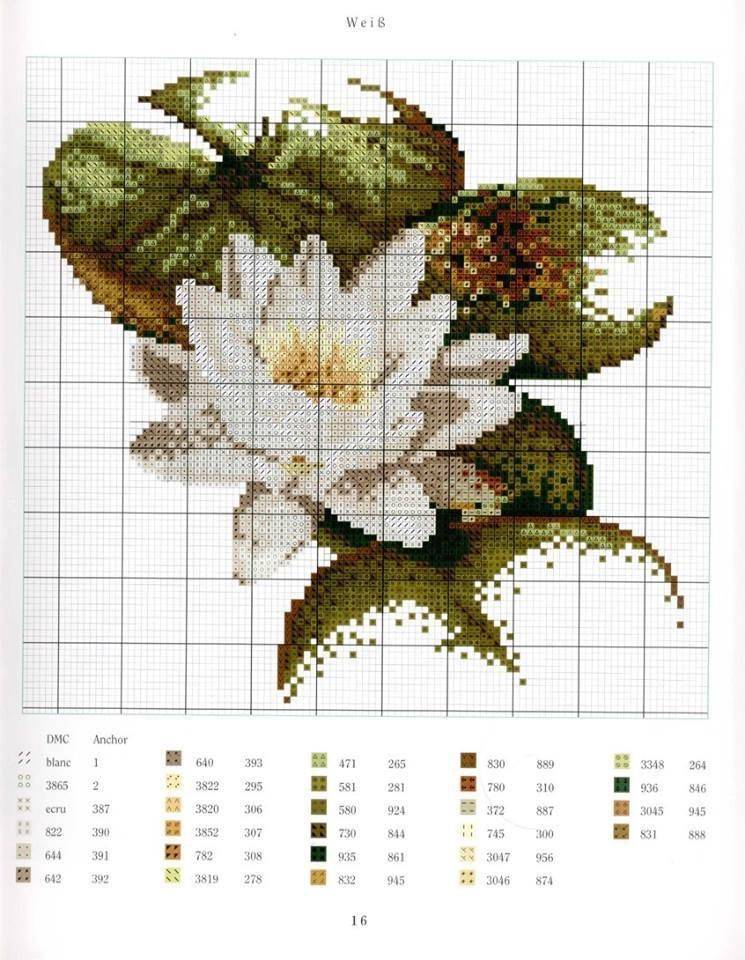 Вышивка крестом схема белые лилии