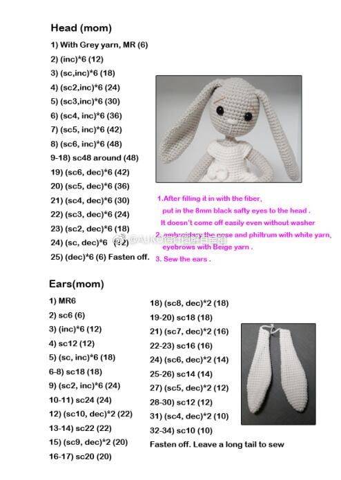 Амигуруми зайцы: схемы и описание как сделать зайца с длинными ушами