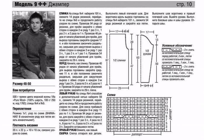 Джемпер мужской спицами схемы и описание 52 размер