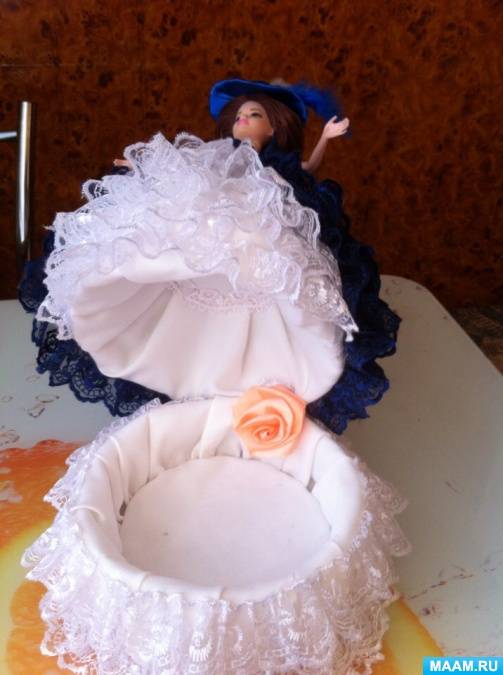 Мастер-класс поделка изделие шитьё кукла-шкатулка мастер-класс кружево ткань