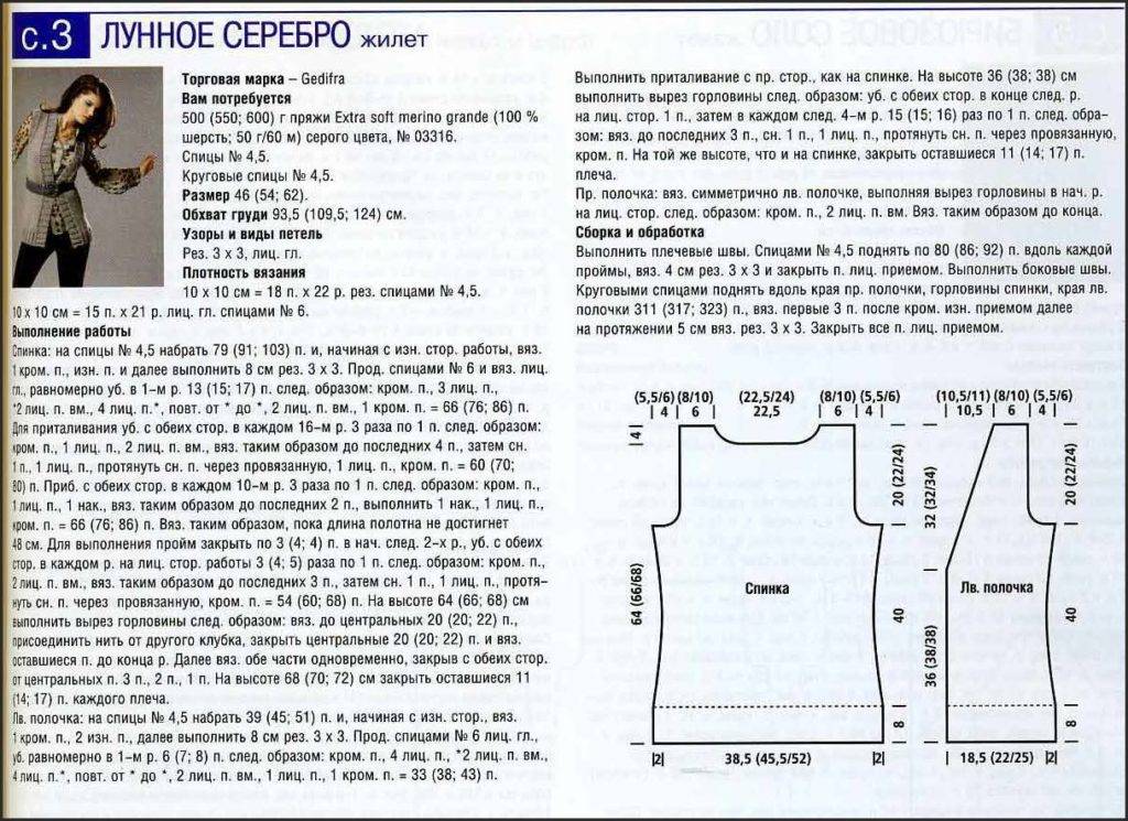 Связать спицами жилет женский с описанием и схемой